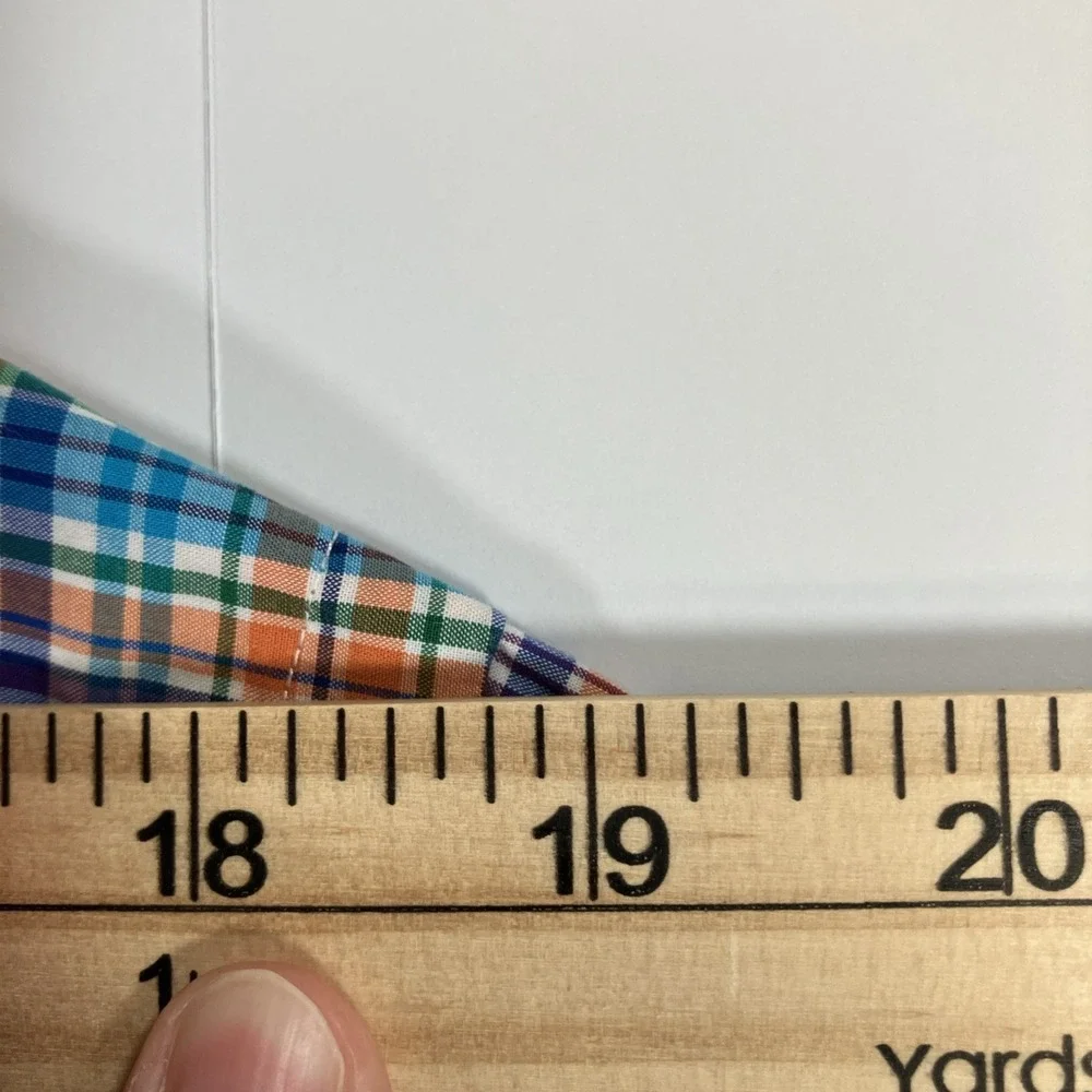 Polo Ralph Lauren Shirt Mens L Orange Blue Plaid Button Down Cotton Stretch Pony